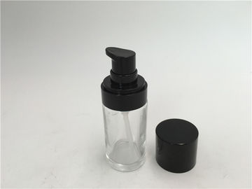 Glass Pot - Bellied Clear Glass Lotion Bottles With Plastic Pump 30ml Capacity