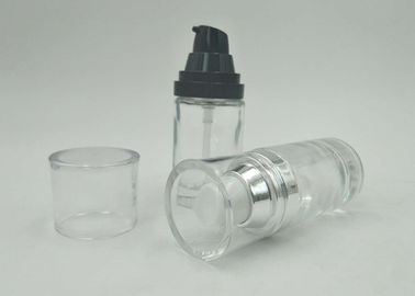 Empty Glass Liquid Foundation Pump Bottle With Black Slant Shoulder