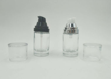Empty Glass Liquid Foundation Pump Bottle With Black Slant Shoulder